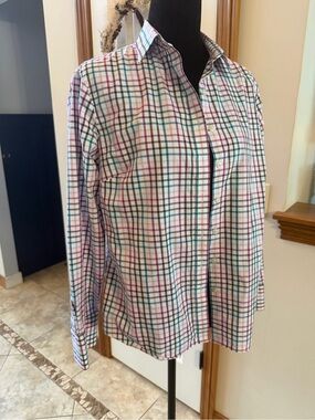 Lands’ End No Iron Supima Cotton Plaid Button Down Shirt | Women’s 8P | NWOT